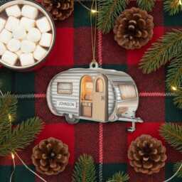 Personalized Rv Christmas Ornament, Camper Custom Travel Trailer Ornament With Name, Family Camping Keepsake - thumbnail 2