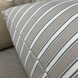 Cotton Linen Blend Cushion Cover, Beige Nautical Striped Pillow Cover John Lewis Fabric, Double Sided - Countryside Home - thumbnail 3