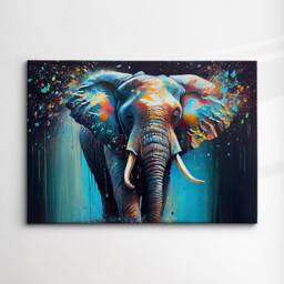 Elephant Animal Abstract Oil Painting Colourful Paint Splatter Style Wall Art Framed Canvas Poster Print, Home Office Room Decor Gifts - thumbnail 3