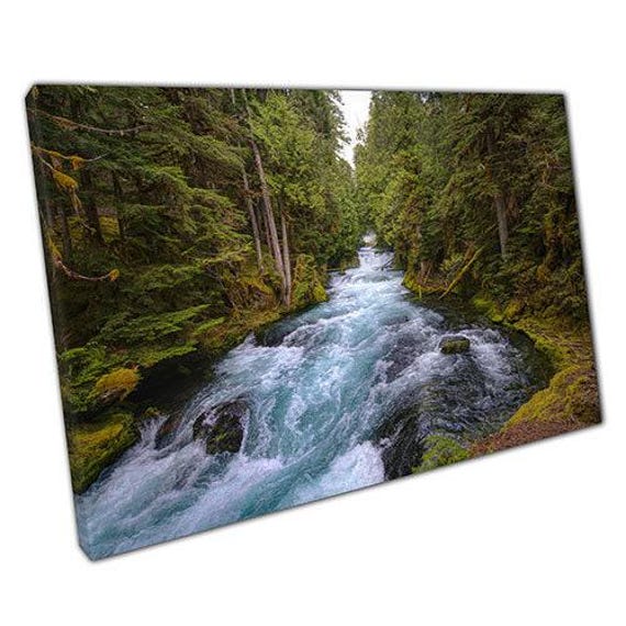 Mckenzie River Canvas Print Central Oregon Landscape Wall Art For Home & Office - Ready To Hang Scene - image 1