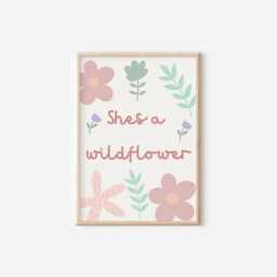 She's A Wildflower Floral Wall Print For Girls Bedroom, Nursery Or Playroom, Childrens Decor, Pastel Colour Art - thumbnail 3