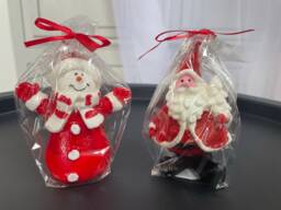 Mini Santa & Snowman Festive Character Candles. Hand Painted 10cm Christmas Candle Decorations. Cute Candles in A Choice Of 2 Designs - thumbnail 1