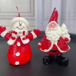 Mini Santa & Snowman Festive Character Candles. Hand Painted 10cm Christmas Candle Decorations. Cute Candles in A Choice Of 2 Designs - thumbnail 2