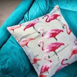 "Flamingo Watercolour Pink & Warm Grey Cushion Cover Throw Pillow. 16""/18""/20" - thumbnail 3