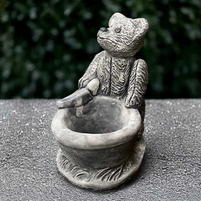 Concrete Teddy With Flower Pot Sculpture Outdoor Planter Statue Cement Plant Figure Garden Animal Decor Bear Lover Gift Handmade - image 1