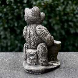 Concrete Teddy With Flower Pot Sculpture Outdoor Planter Statue Cement Plant Figure Garden Animal Decor Bear Lover Gift Handmade - thumbnail 4