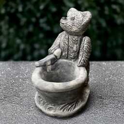 Concrete Teddy With Flower Pot Sculpture Outdoor Planter Statue Cement Plant Figure Garden Animal Decor Bear Lover Gift Handmade - thumbnail 1