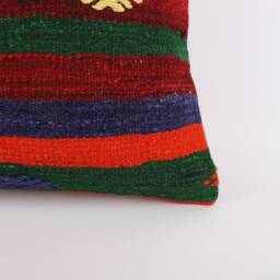 Handwoven Kilim Pillow Cover Vintage Turkish Throw - 16x16 - thumbnail 2