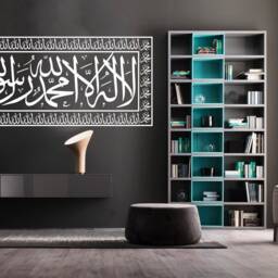 Kalima Islamic Wall Stickers Art, Arabic Calligraphy Allah & Muhammed All Around As Border Very Unique Modern - thumbnail 3