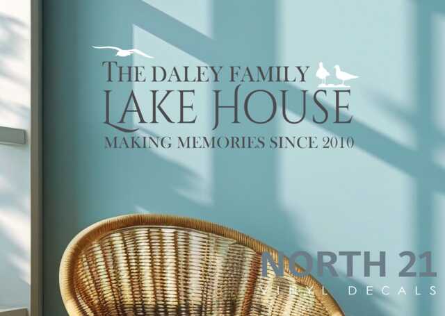 Lake House Family Name Wall Decal, Personalized Decor, Cottage Farmhouse Beach Decal - image 1