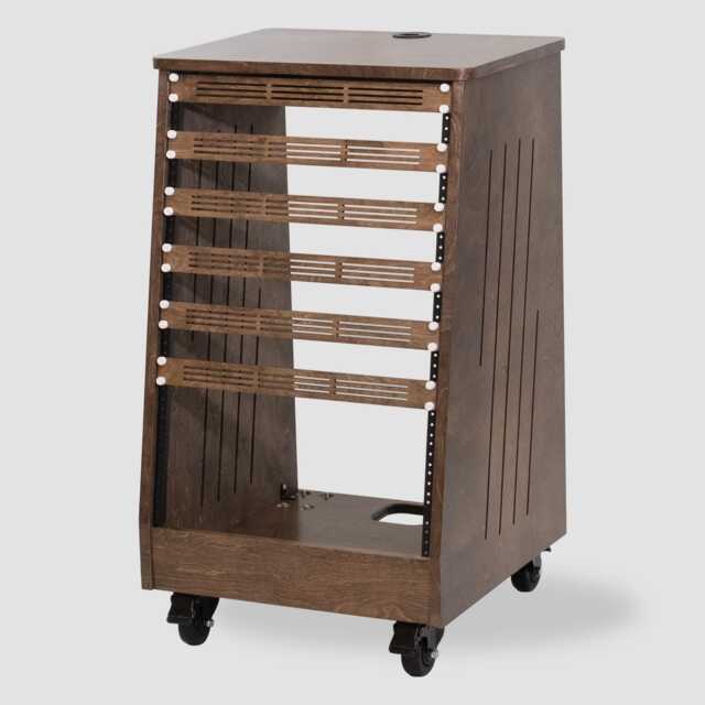 16U Slanted Wood Studio Rack - Floor Standing Birch Plywood Recording Made in Usa - image 1