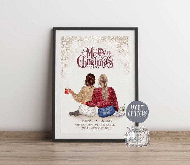 Friends Personalised Christmas Gift, Friend Best Gift For Friend, Print - image 1