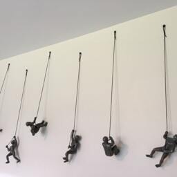 6 Piece Climbing Sculpture Wall Art Gift For Home Decor Interior Design Rock Man Contemporary Artwork Bronze Antique - thumbnail 2
