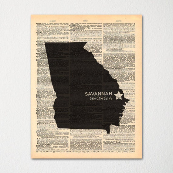 Georgia Custom City-state Dictionary Art Print/Vintage Paper