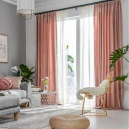 Pair Of Ballet Pink Curtains, Linen Blend Pink Drapery, Custom Curtains, Extra Long, Wide - thumbnail 3