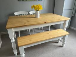 Solid Pine Farmhouse Dining Bench, Hand Finished Wooden Kitchen Hallway Bench Seating