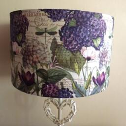 Purple Hydrangea Lamp Shade Shabby Chic French Cottage Decor - thumbnail 2