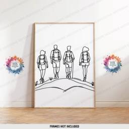 Minimal Hiking Prints - Set Of 3 Wall Art - Outdoor Posters 4 Hikers Monoline Forest Home Decor Gift Hiker Nature Gifts - thumbnail 3