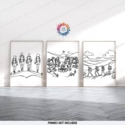 Minimal Hiking Prints - Set Of 3 Wall Art - Outdoor Posters 4 Hikers Monoline Forest Home Decor Gift Hiker Nature Gifts - thumbnail 2