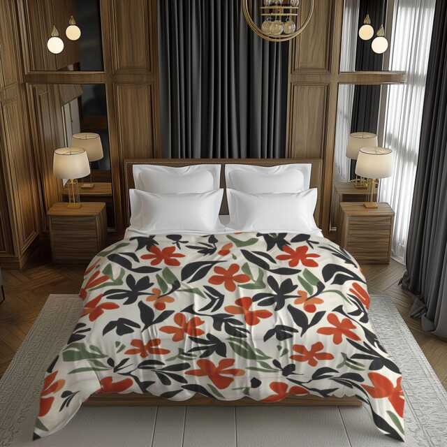 Vibrant Orange Floral Comforter With Bold Painterly Blooms For Eclectic Maximalist Bedrooms #190 - image 1