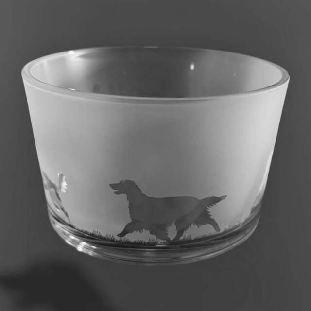 Irish Setter Bowl - Clear Glass Bowl With Irish Setter Frieze Design Gift Idea - image 1