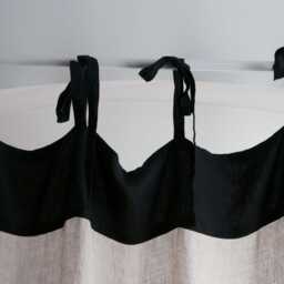 Natural Linen Curtain Panel, Beige Sheer, Black Tie Top, Rustic - thumbnail 3