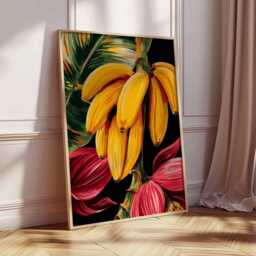Banana Wall Art Print, Tropical Fruit Poster, Colorful Botanical Artwork, Exotic Kitchen Decor, Vibrant Jungle Plant Print - thumbnail 2