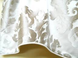 Silver Damask Pattern -Window Valance/Lined Corded /Rod Pocket Scalloped High End Designer Fabric - thumbnail 2