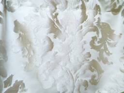 Silver Damask Pattern -Window Valance/Lined Corded /Rod Pocket Scalloped High End Designer Fabric - thumbnail 3