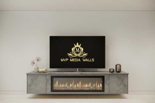 Media Wall Package - 2.4M Floating Unit 60' Electric Fire - image 1