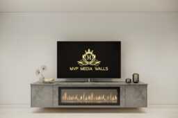 Media Wall Package - 2.4M Floating Unit 60' Electric Fire - thumbnail 1