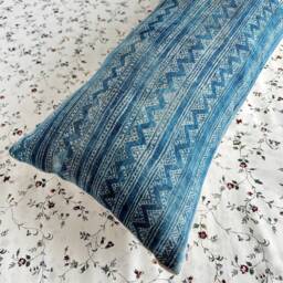 Vintage Hmong Lumbar Pillow Cover Rustic Ethnic Textile - 12x36 - thumbnail 2