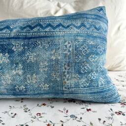 Vintage Hmong Lumbar Pillow Cover Rustic Ethnic Textile - 12x36 - thumbnail 4