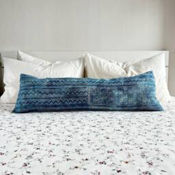Vintage Hmong Lumbar Pillow Cover Rustic Ethnic Textile - 12x36 - thumbnail 1