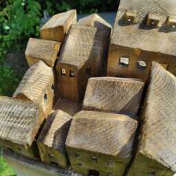 Sculpture Wooden Sculpture Houses Group - thumbnail 4