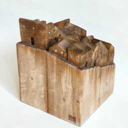 Sculpture Wooden Sculpture Houses Group - thumbnail 2