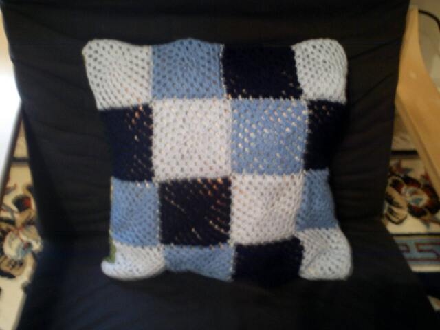 Patchwork Cushion Cover, Blue-Green - image 1