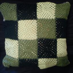 Patchwork Cushion Cover, Blue-Green - thumbnail 2