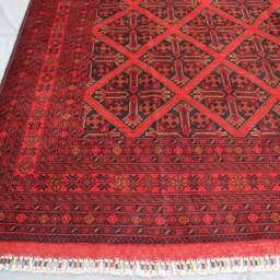8'2x11'6 Red Area Rug - Afghan Khal Mohammadi Hand Knotted Veg Dyes Wool Oriental Geometric Patterns Turkmen Tribal Bedroom - thumbnail 3