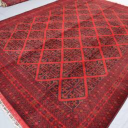8'2x11'6 Red Area Rug - Afghan Khal Mohammadi Hand Knotted Veg Dyes Wool Oriental Geometric Patterns Turkmen Tribal Bedroom - thumbnail 2