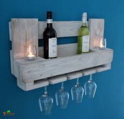 Vintage Wine Rack Made From Euro Pallets, Wall Shelf, Wooden Pallet Furniture, Rustic, Shabby Chic, White, Reclaimed Wood, Bottle Rack, Kitchen