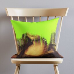 Green Mona Lisa Square Cushion, Cushion Covers Uk, Eclectic Home Decor - thumbnail 2