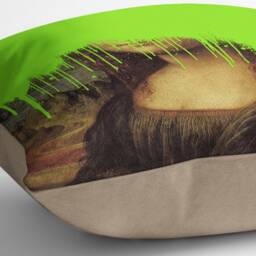 Green Mona Lisa Square Cushion, Cushion Covers Uk, Eclectic Home Decor - thumbnail 3