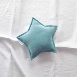 Aqua Blue Velvet Star Pillow, Cushion