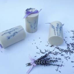 Large Pillar Candle, Lavender Candle, Lavender Scented, Candle Gift, Gift Ideas For Her, Dried Flower Candles, Relaxation Gifts - thumbnail 3