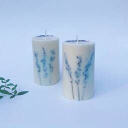 Large Pillar Candle, Lavender Candle, Lavender Scented, Candle Gift, Gift Ideas For Her, Dried Flower Candles, Relaxation Gifts - thumbnail 2