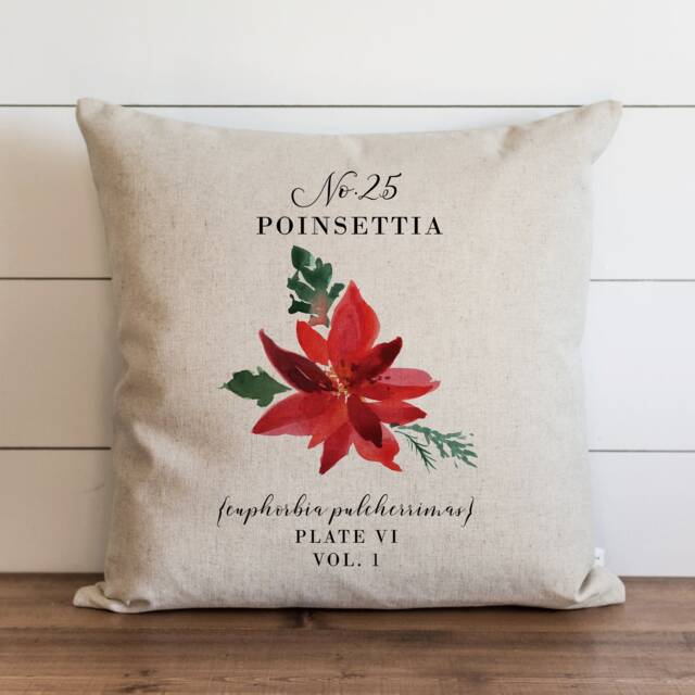 Poinsettia Pillow Cover - Christmas Holiday Covers Decor 20 X 18 - image 1