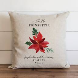 Poinsettia Pillow Cover - Christmas Holiday Covers Decor 20 X 18 - thumbnail 1