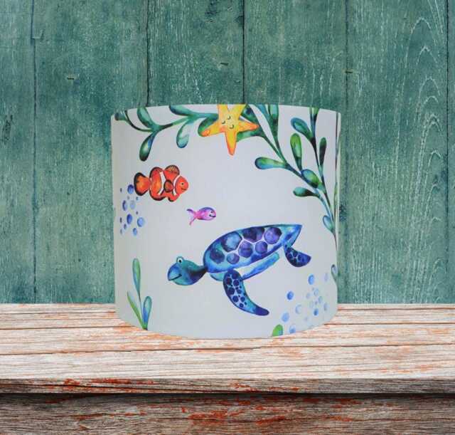 Under The Sea Lampshade For Ceiling & Table Lamps, Kids Nautical Ocean Drum Light Shade - image 1