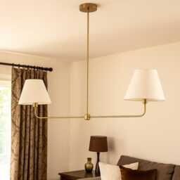 Mid Century Chandelier Light - Modern Lighting Brass Sputnik Fixture Pendant Lamp Shade - thumbnail 2